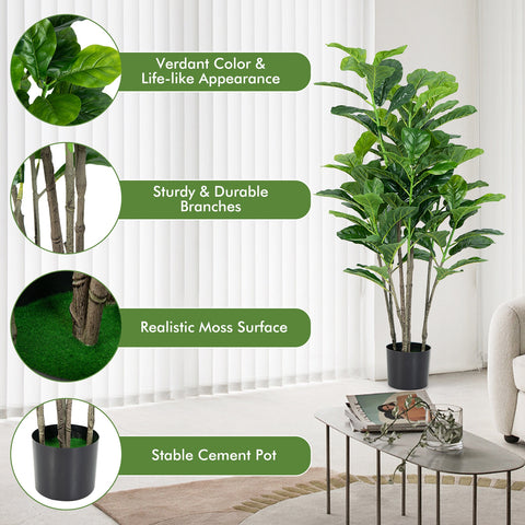 51 Inch 2-Pack Artificial Fiddle Leaf Fig Tree for Indoor and Outdoor