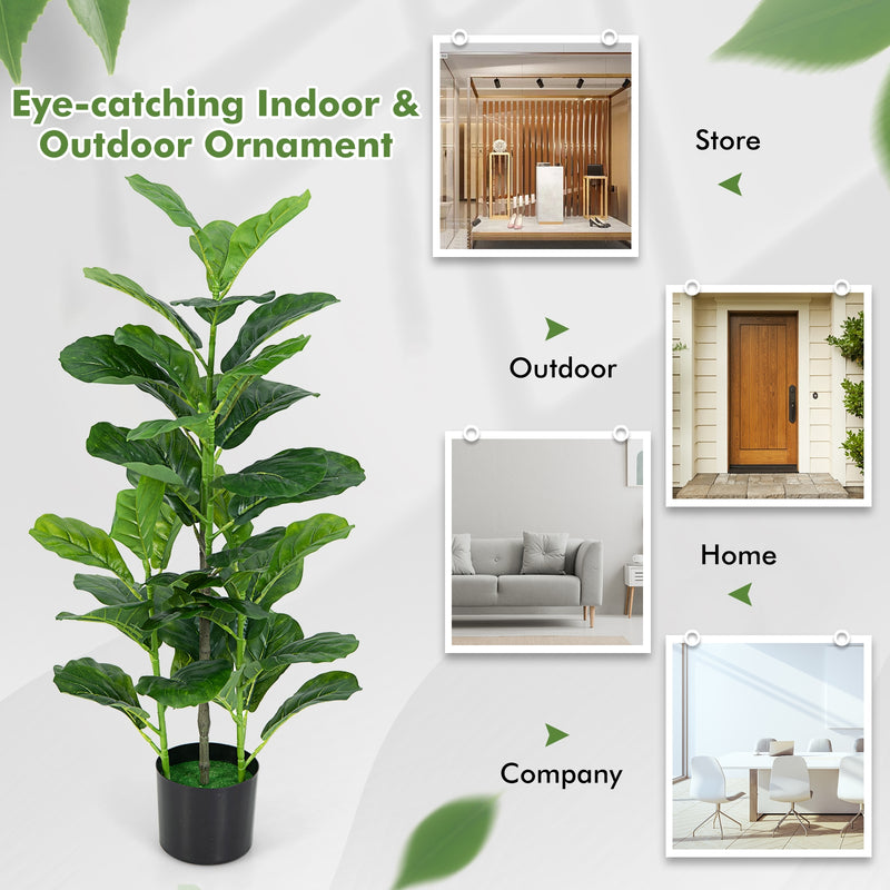 2-Pack Artificial Fiddle Leaf Fig Tree for Indoor and Outdoor
