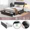Upholstered Platform Bed Frame with 3 Storage Drawers-Full Size