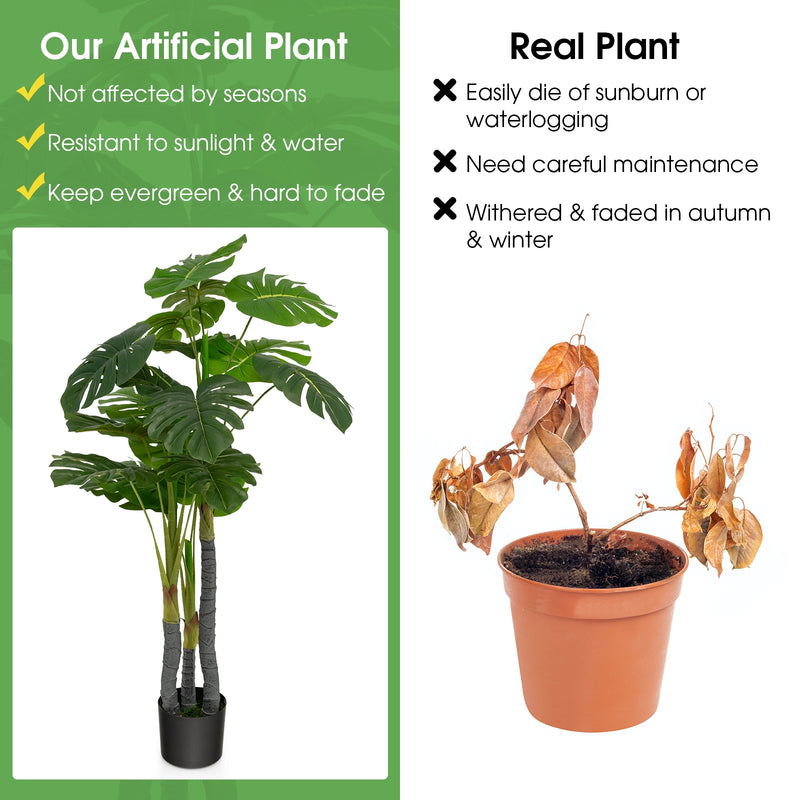 4 Feet Artificial Tree Artificial Monstera Palm Tree Fake Plant