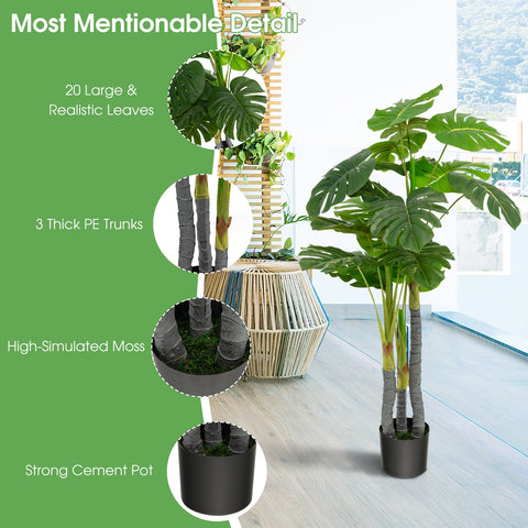 4 Feet Artificial Tree Artificial Monstera Palm Tree Fake Plant