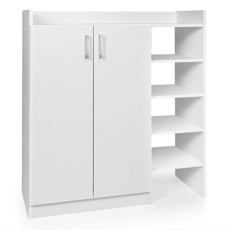 Freestanding Shoe Cabinet with 3-Postition Adjustable Shelves-White