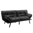 Convertible Memory Foam Futon Sofa Bed with Adjustable Armrest-Black
