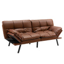 Convertible Memory Foam Futon Sofa Bed with Adjustable Armrest-Brown