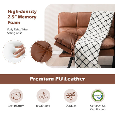 Convertible Memory Foam Futon Sofa Bed with Adjustable Armrest-Brown