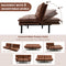 Convertible Memory Foam Futon Sofa Bed with Adjustable Armrest-Brown