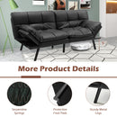 Convertible Memory Foam Futon Sofa Bed with Adjustable Armrest-Black
