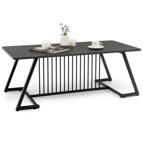 48 Inch Modern Style Coffee Table with Spacious Tabletop for Living Room-Black