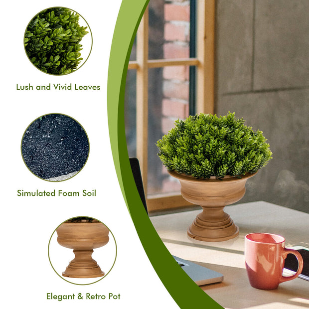 4 Pack Artificial Boxwood Topiary Trees