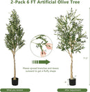 6 Feet Artificial Olive Tree in Cement Pot-2 Pieces