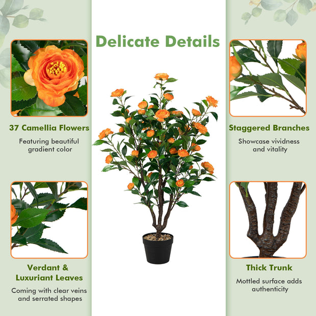 3.3 Feet Artificial Camellia Tree for Indoor and Outdoor