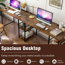 L Shaped Computer Desk with 4 Storage Shelves and Cable Holes-Rustic Brown