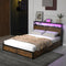 Queen Size Bed Frame with Smart LED Lights and Storage Drawers-Queen Size