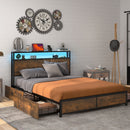 Full Size Bed Frame with Smart LED Lights and Storage Drawers-Full Size