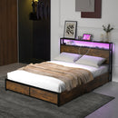 Full Size Bed Frame with Smart LED Lights and Storage Drawers-Full Size