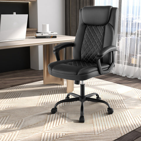 High Back Ergonomic Executive Chair with Thick Headrest Cushion-Black