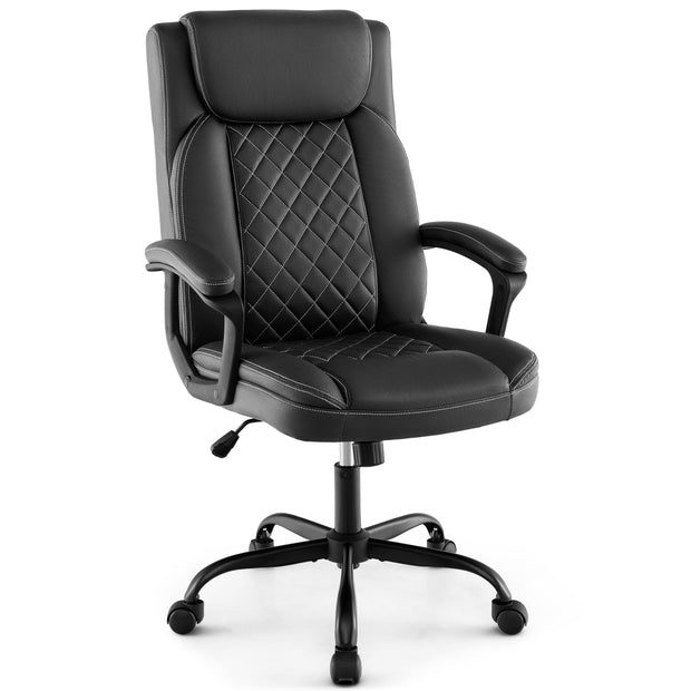 High Back Ergonomic Executive Chair with Thick Headrest Cushion-Black