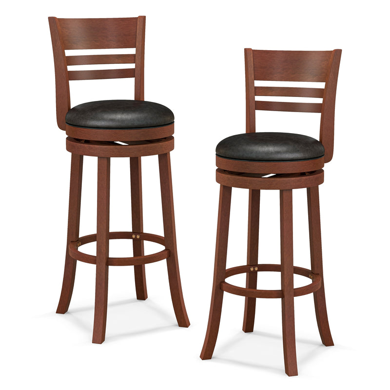 Set of 2 360¡ã Bar Stools with PU Upholstered Seats-Brown