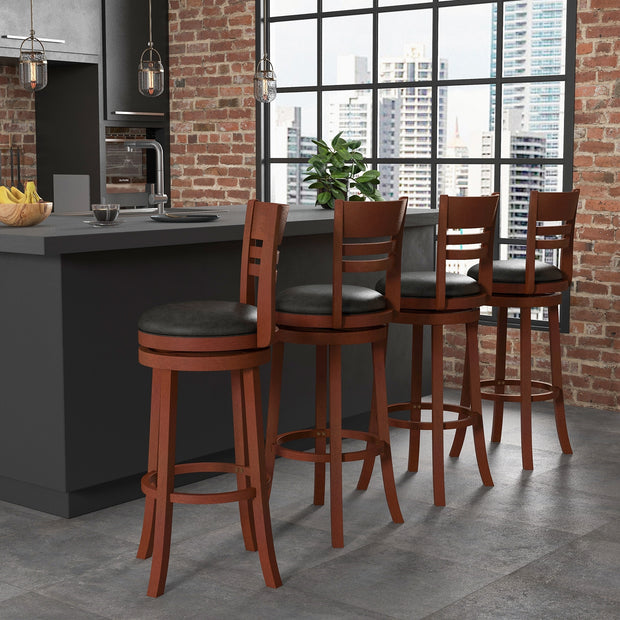 Set of 2 360¡ã Bar Stools with PU Upholstered Seats-Brown