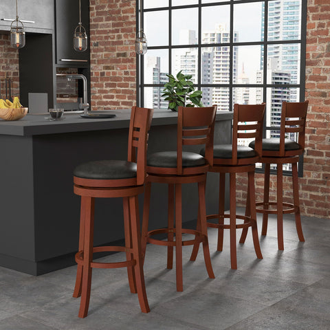 Set of 2 360¡ã Bar Stools with PU Upholstered Seats-Brown