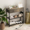 Narrow Console Table with 2 Drawers and 2 Metal Mesh Shelves-Gray