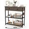 Narrow Console Table with 2 Drawers and 2 Metal Mesh Shelves-Gray