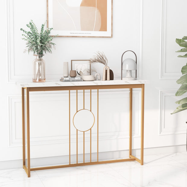 Modern Faux Marble Top Entryway Table-White