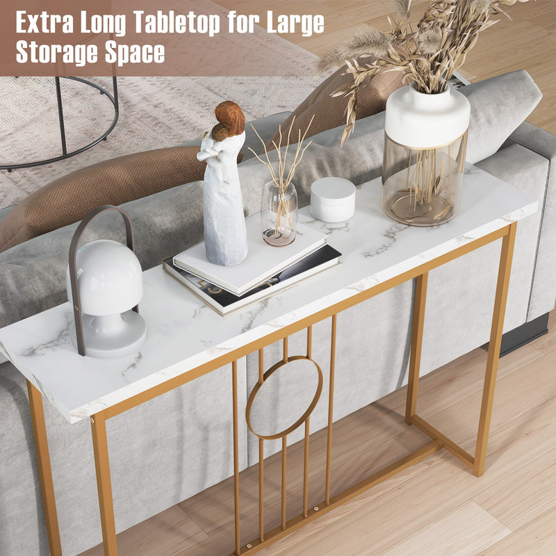 Modern Faux Marble Top Entryway Table-White