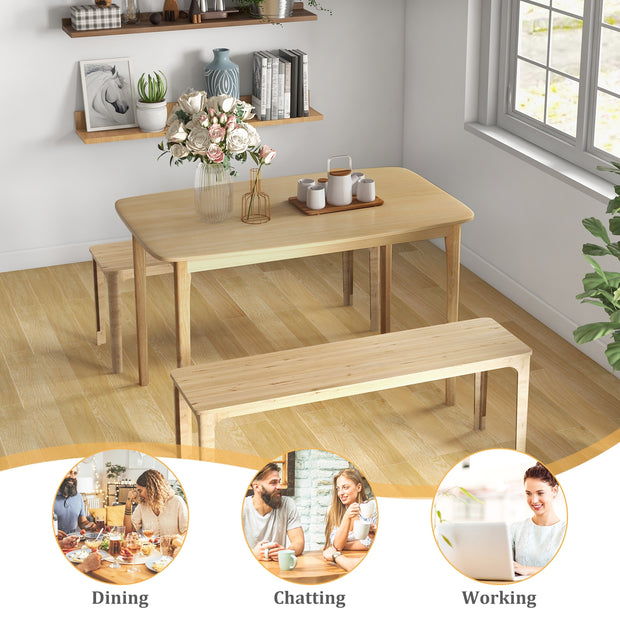 48 Inch Solid Wood Dining Table with Rubber Wood Supporting Legs for Kitchen Dining Room-Natural