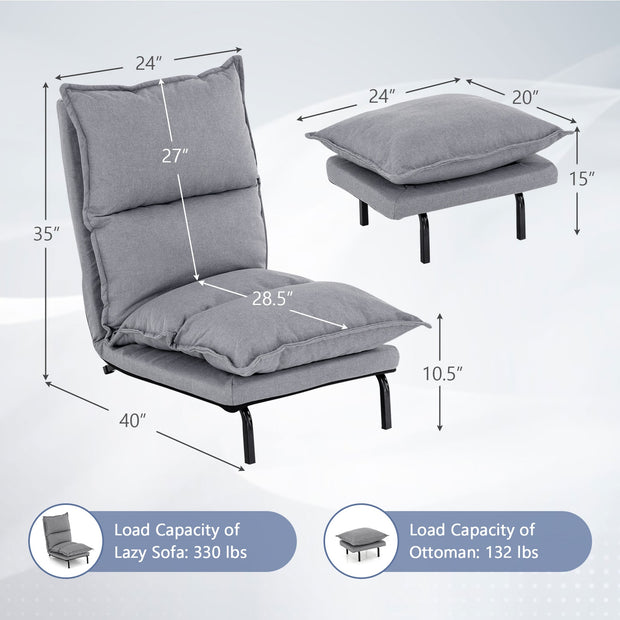 Armless Accent Chair with Ottoman