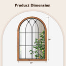Arched Window Finished Mirror with Back Board-Natural