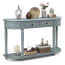 52 inches Retro Console Table with 2 Drawers and Open Shelf Entryway Sofa Table-Blue