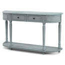 52 inches Retro Console Table with 2 Drawers and Open Shelf Entryway Sofa Table-Blue
