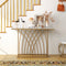 48 inches Gold Console Table with White Faux Marble Tabletop-White
