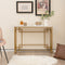 Modern Console Table with Geometric Frame and Faux Marble Tabletop-White