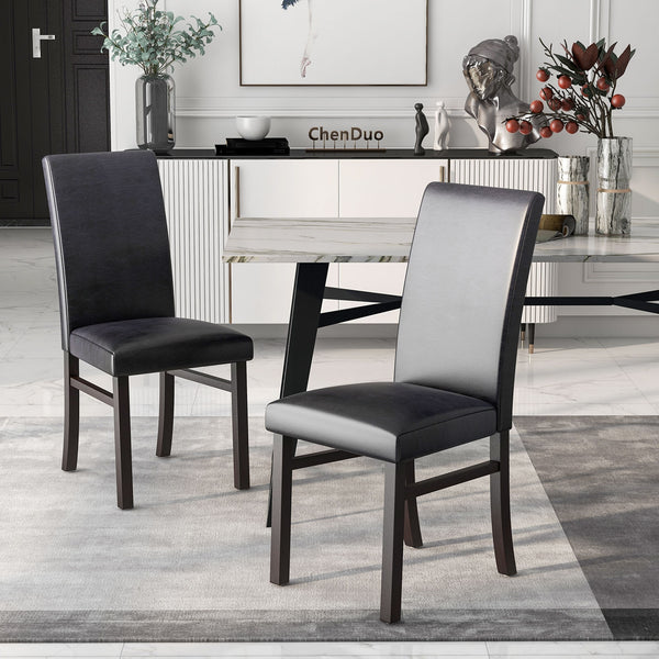 Upholstered Dining Chairs Set of 2 with Solid Rubber Wood Legs