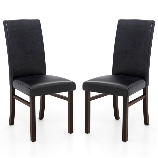 Upholstered Dining Chairs Set of 2 with Solid Rubber Wood Legs