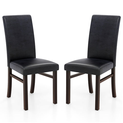 Upholstered Dining Chairs Set of 2 with Solid Rubber Wood Legs