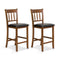 25.5 Inch Counter Height Bar Chair Set of 2 with Backrest Padded Seat-Walnut