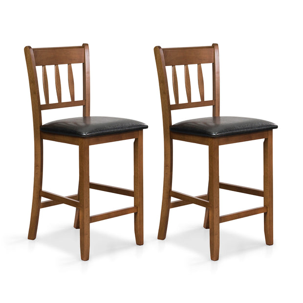 25.5 Inch Counter Height Bar Chair Set of 2 with Backrest Padded Seat-Walnut