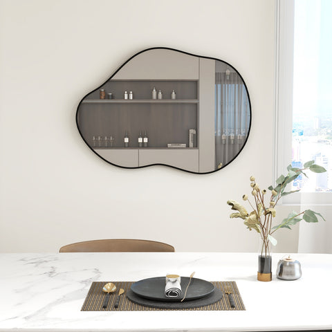 22 inches x 30.5 inches Irregular Wall Mounted Mirror with Premium Back Board-Black