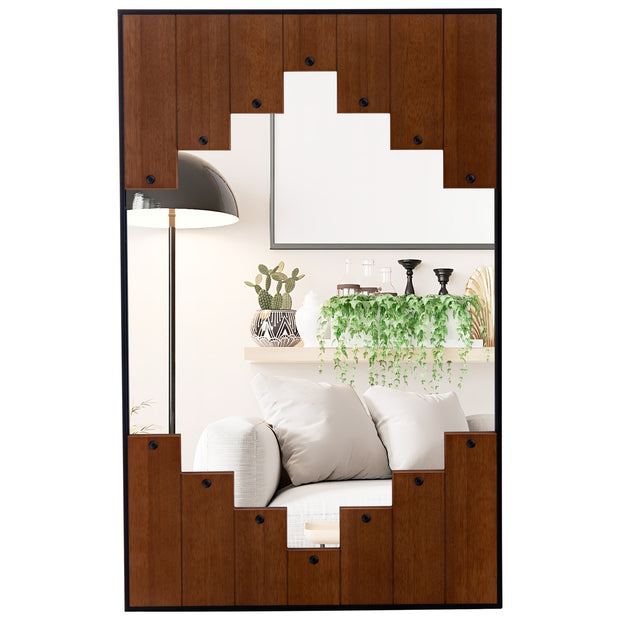 37.5 inches x 26.5 inches Decorative Rectangle Wall Mirror with Piano Key-Shaped Frame-Black