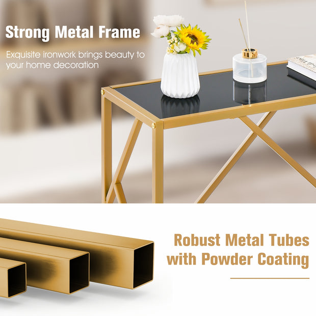 31.5 Inch Golden Heavy-duty Metal Frame Entryway Table with Foot Pads-Black