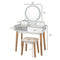 Makeup Dressing Table with 4 Drawers and Lighted Mirror-White